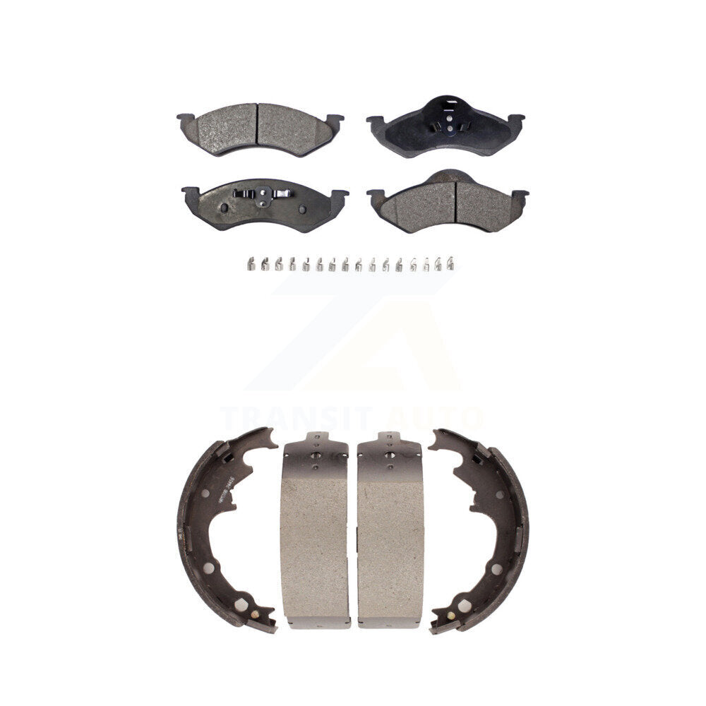 Semi-Metallic Brake Pads And Drum Shoes Front Rear Kit For Dodge Dakota