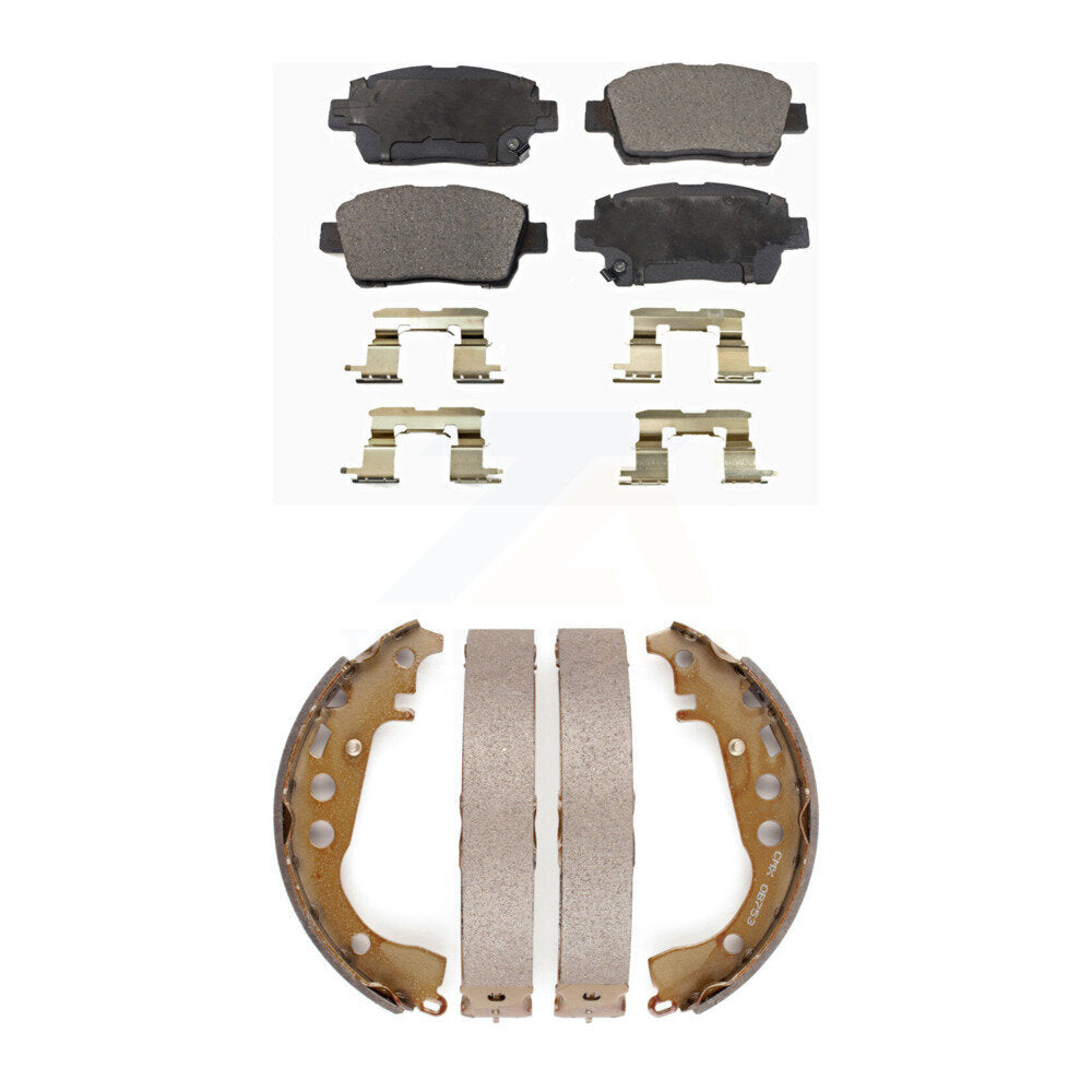 Semi-Metallic Brake Pads Drum Shoes Front Rear Kit For Toyota Prius Celica Scion