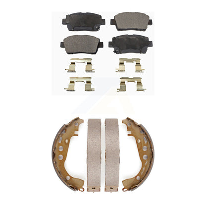 Semi-Metallic Brake Pads Drum Shoes Front Rear Kit For Toyota Prius Celica Scion