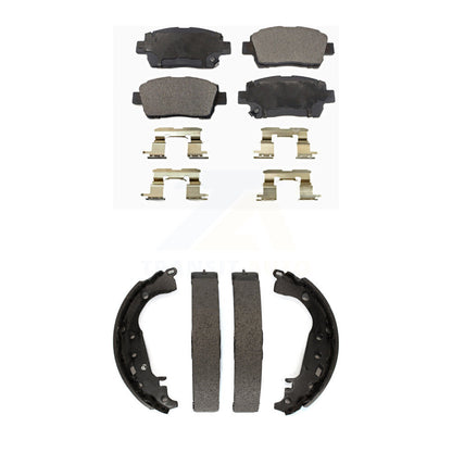Semi-Metallic Brake Pads And Drum Shoes Front Rear Kit For 2009 Toyota Prius