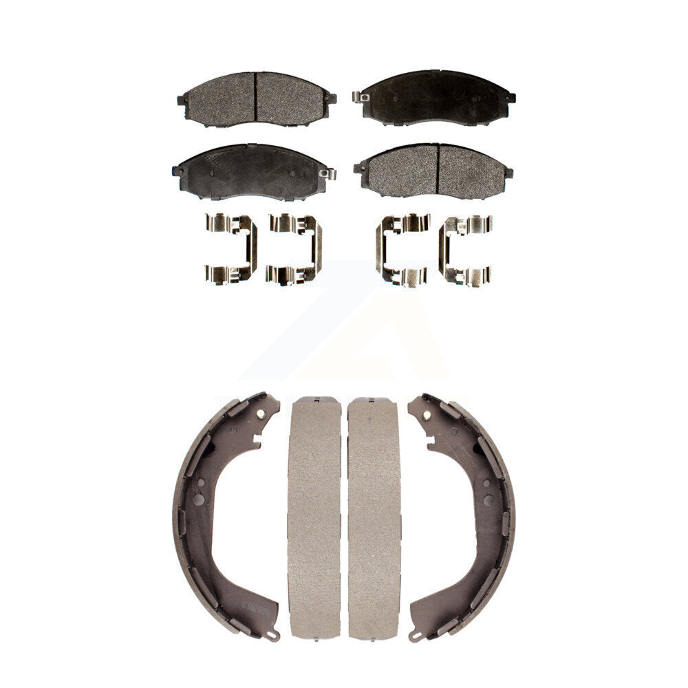 Semi-Metallic Brake Pads And Drum Shoe Front Rear Kit For Nissan Xterra Frontier