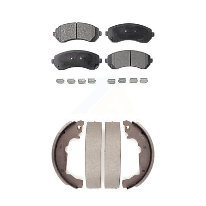 Semi-Metallic Brake Pads & Drum Shoes Front Rear Kit For 2001-2005 Pontiac Aztek