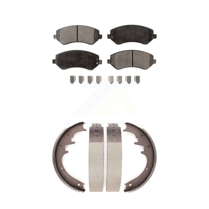 Semi-Metallic Brake Pads And Drum Shoes Front Rear Kit For 2002 Jeep Liberty