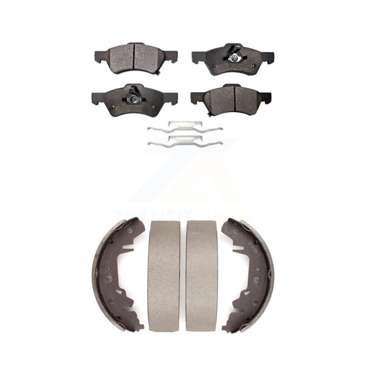 Semi-Metallic Brake Pads Drum Shoe Front Rear Kit For Dodge Caravan Grand Town &
