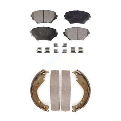 Semi-Metallic Brake Pads And Drum Shoes Front Rear Kit For 2003-2005 Toyota RAV4