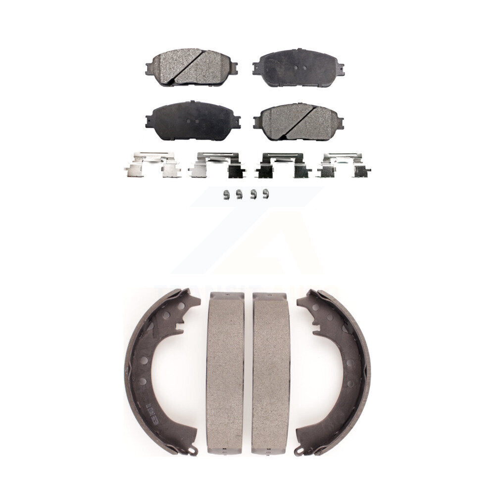 Semi-Metallic Brake Pads Drum Shoes Front Rear Kit For 05-06 Toyota Camry SE/XLE