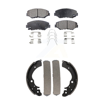 Semi-Metallic Brake Pads And Drum Shoes Front Rear Kit For Honda Accord Fit
