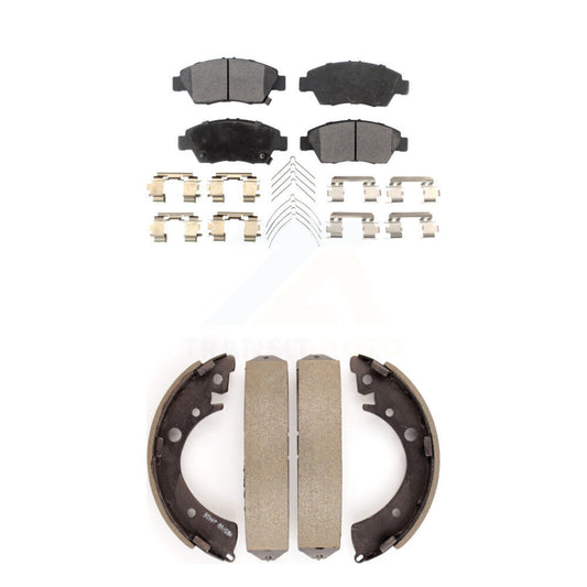 Semi-Metallic Brake Pads And Drum Shoes Front Rear Kit For Honda Civic Fit