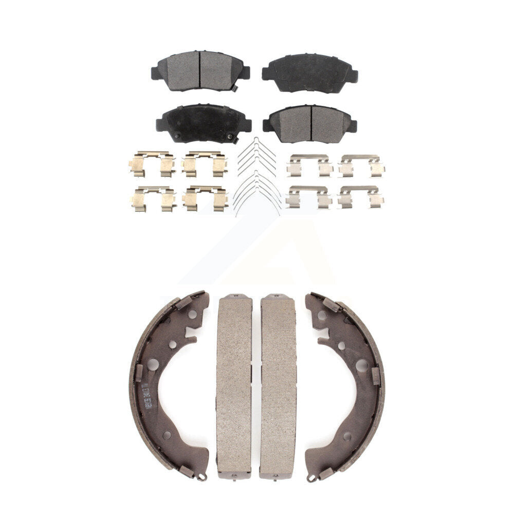 Semi-Metallic Brake Pads And Drum Shoes Front Rear Kit For Honda Fit Civic