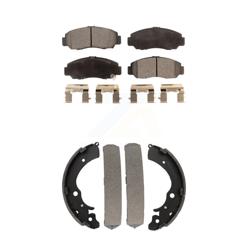 Semi-Metallic Brake Pads And Drum Shoes Front Rear Kit For Honda Civic Accord