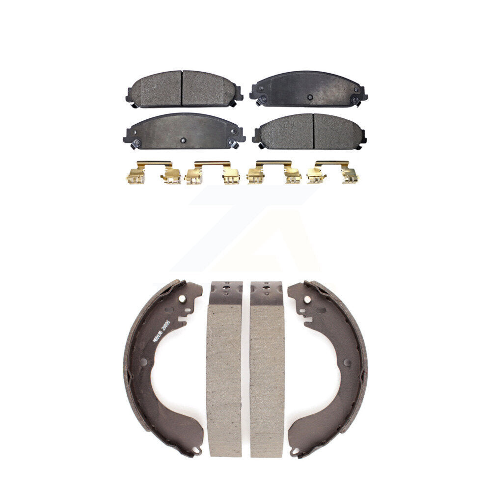 Semi-Metallic Brake Pads Drum Shoes Front Rear Kit For 08-09 Dodge Caliber SRT-4