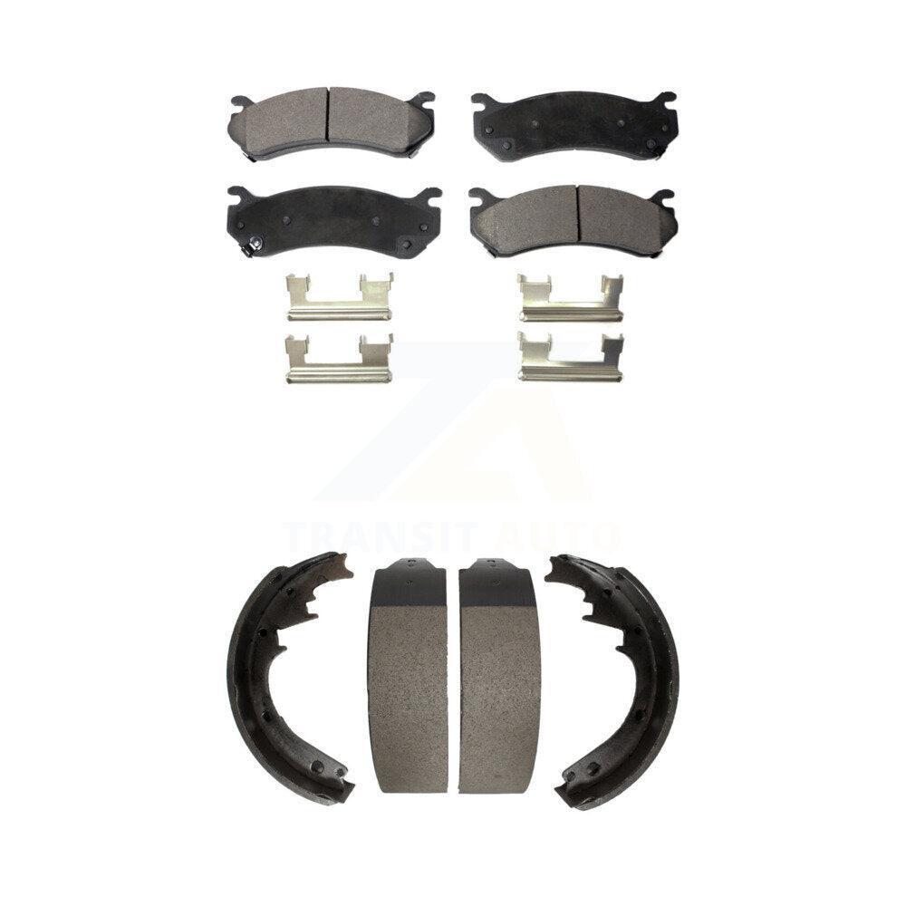 Semi-Metallic Brake Pads Drum Shoe Front Rear Kit For GMC Yukon Disc rear brakes