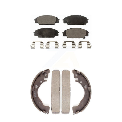 Semi-Metallic Brake Pads And Drum Shoes Front Rear Kit For 2011 Honda Civic Si