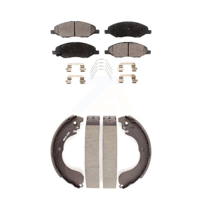 Semi-Metallic Brake Pads & Drum Shoe Front Rear Kit For Nissan Versa 4-Wheel ABS