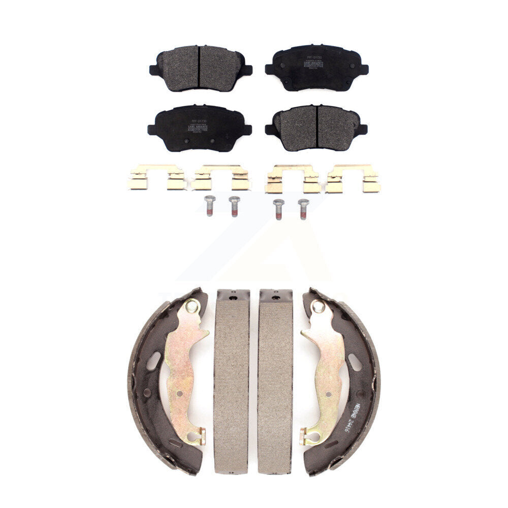 Semi-Metallic Brake Pads & Drum Shoe Front Rear Kit For 2014-2019 Ford Fiesta ST