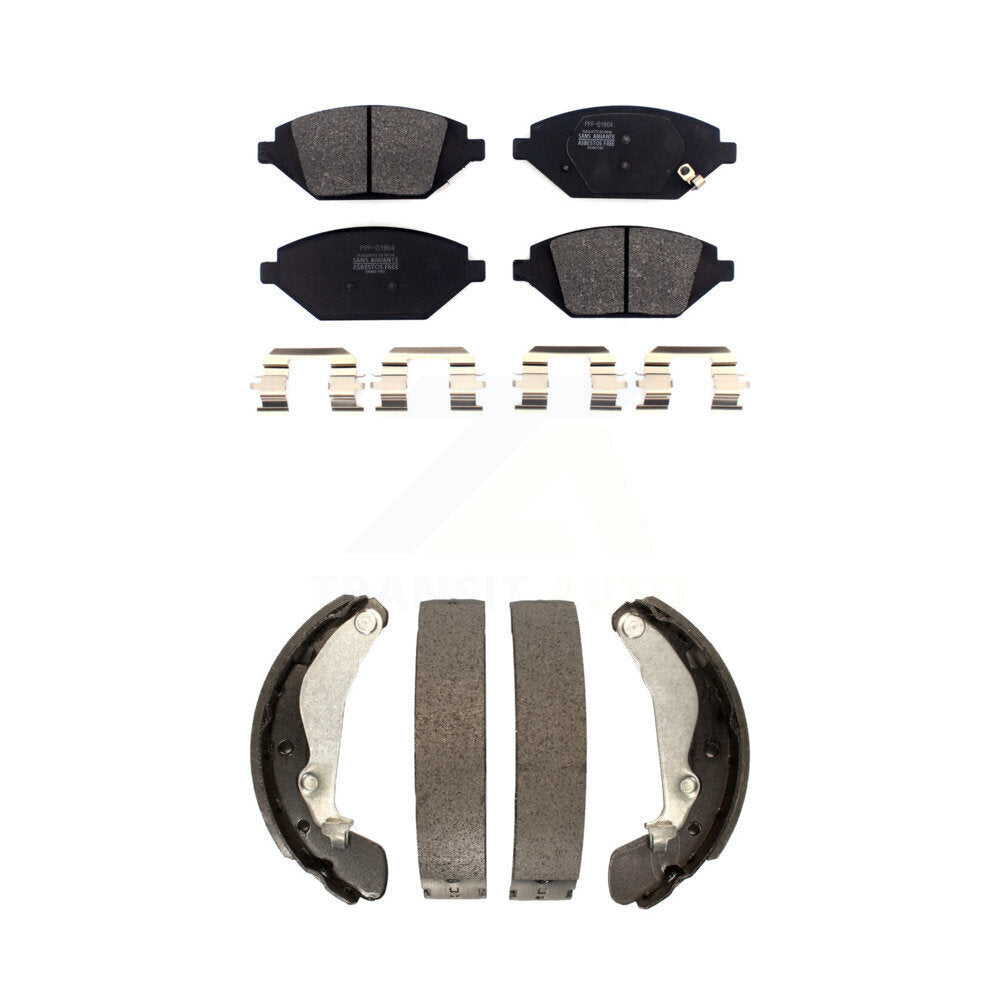 Semi-Metallic Brake Pads Drum Shoes Front Rear Kit For 2016-2021 Chevrolet Spark