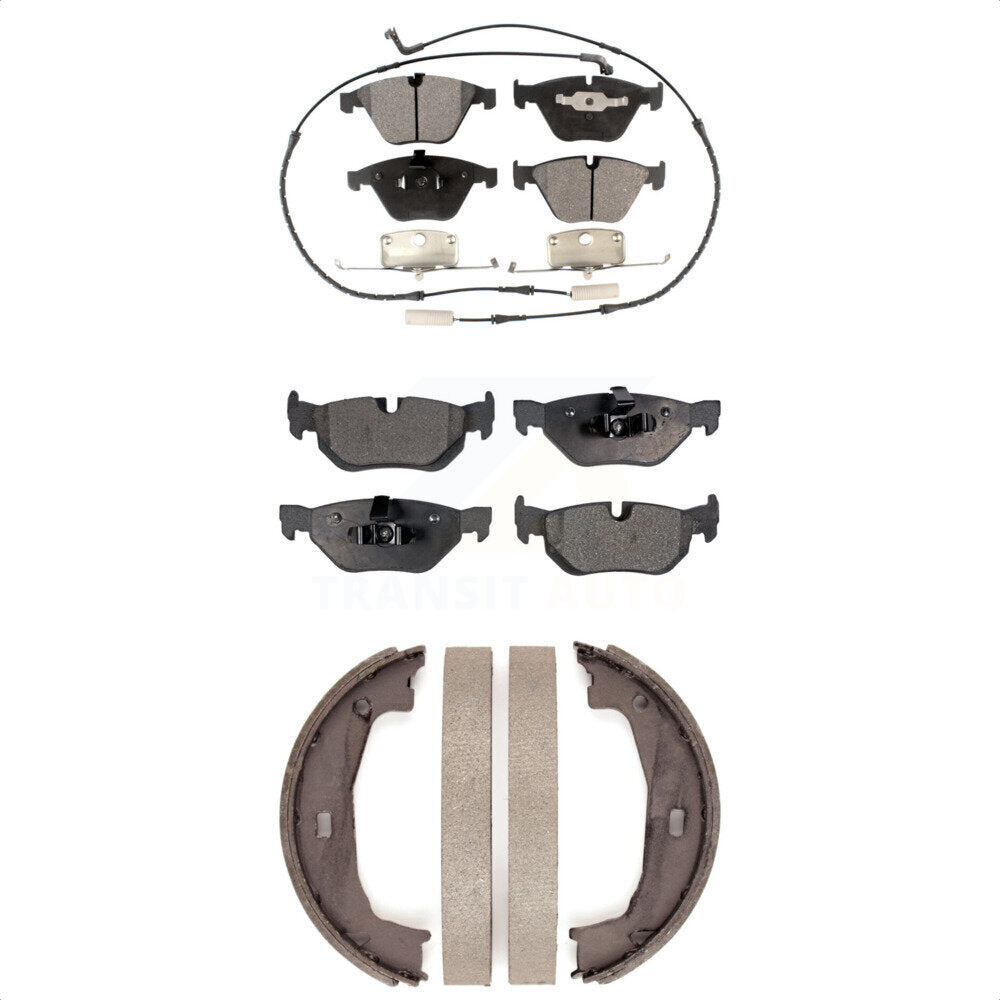 Semi-Metallic Brake Pads And Parking Shoes Front Rear Kit For BMW 323i 328i