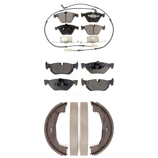 Semi-Metallic Brake Pads And Parking Shoes Front Rear Kit For BMW 323i 328i