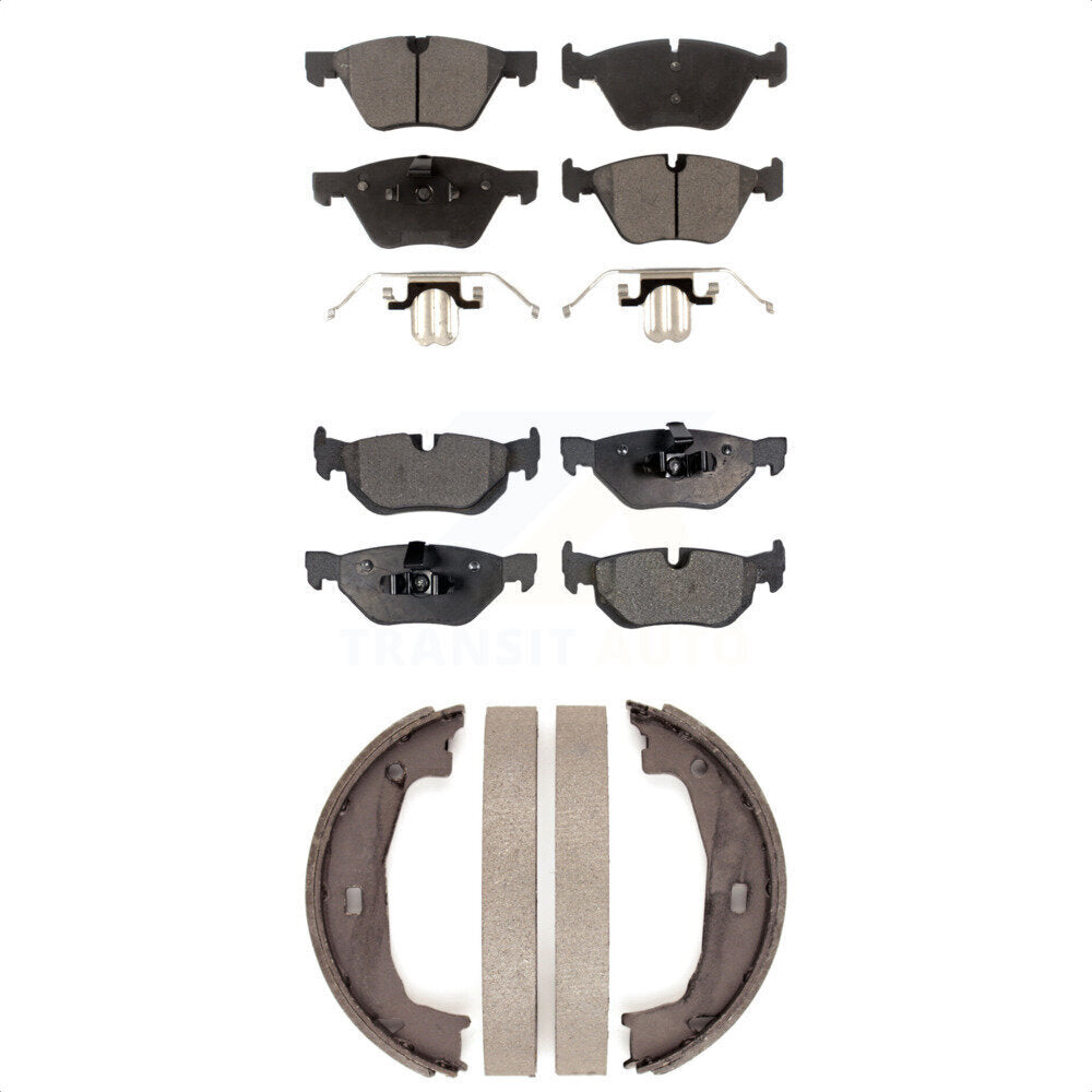 Semi-Metallic Brake Pads Parking Shoe Front Rear Kit For BMW 128i 328i 323i 325i