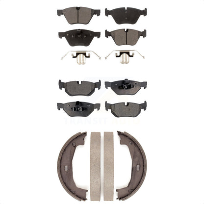 Semi-Metallic Brake Pads Parking Shoe Front Rear Kit For BMW 128i 328i 323i 325i