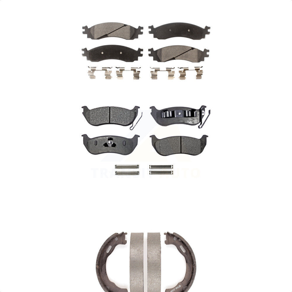 Semi-Metallic Brake Pads And Parking Shoe Front Rear Kit For Ford Explorer Sport