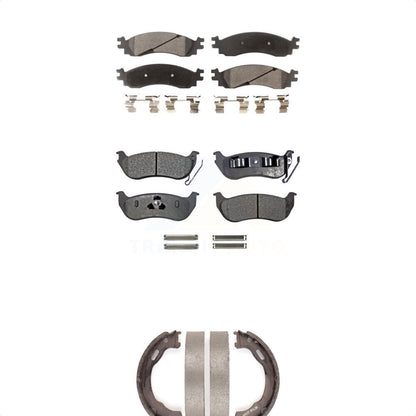Semi-Metallic Brake Pads And Parking Shoe Front Rear Kit For Ford Explorer Sport