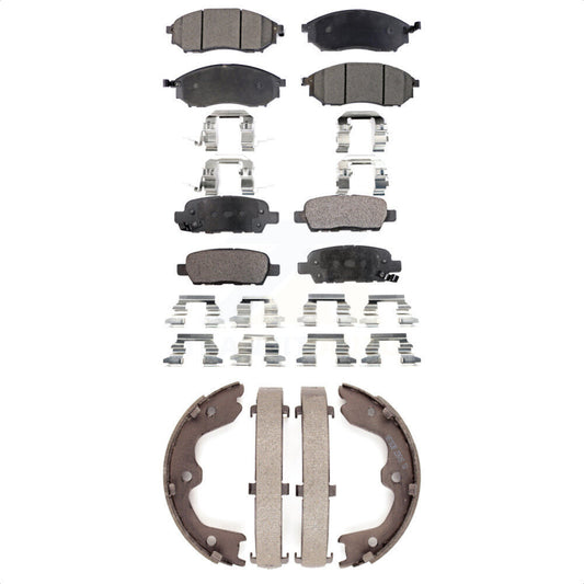 Semi-Metallic Brake Pads & Parking Shoe Front Rear Kit For INFINITI G37 G35 EX35