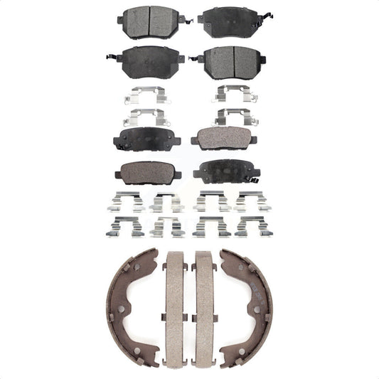 Semi-Metallic Brake Pads & Parking Shoes Front Rear Kit For Nissan Altima Maxima