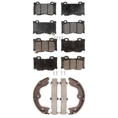 Semi-Metallic Brake Pads And Parking Shoes Front Rear Kit For INFINITI G37