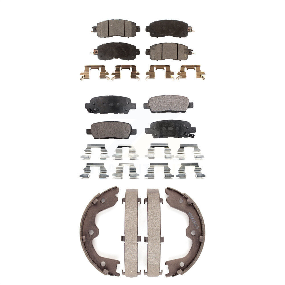 Semi-Metallic Brake Pads And Parking Shoes Front Rear Kit For Nissan Altima