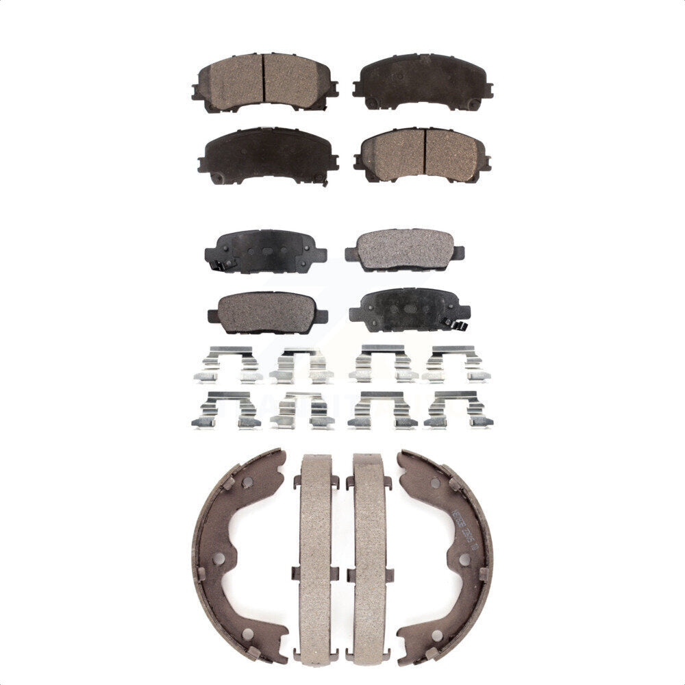 Semi-Metallic Brake Pads Parking Shoe Front Rear Kit For 2016-2017 INFINITI QX50