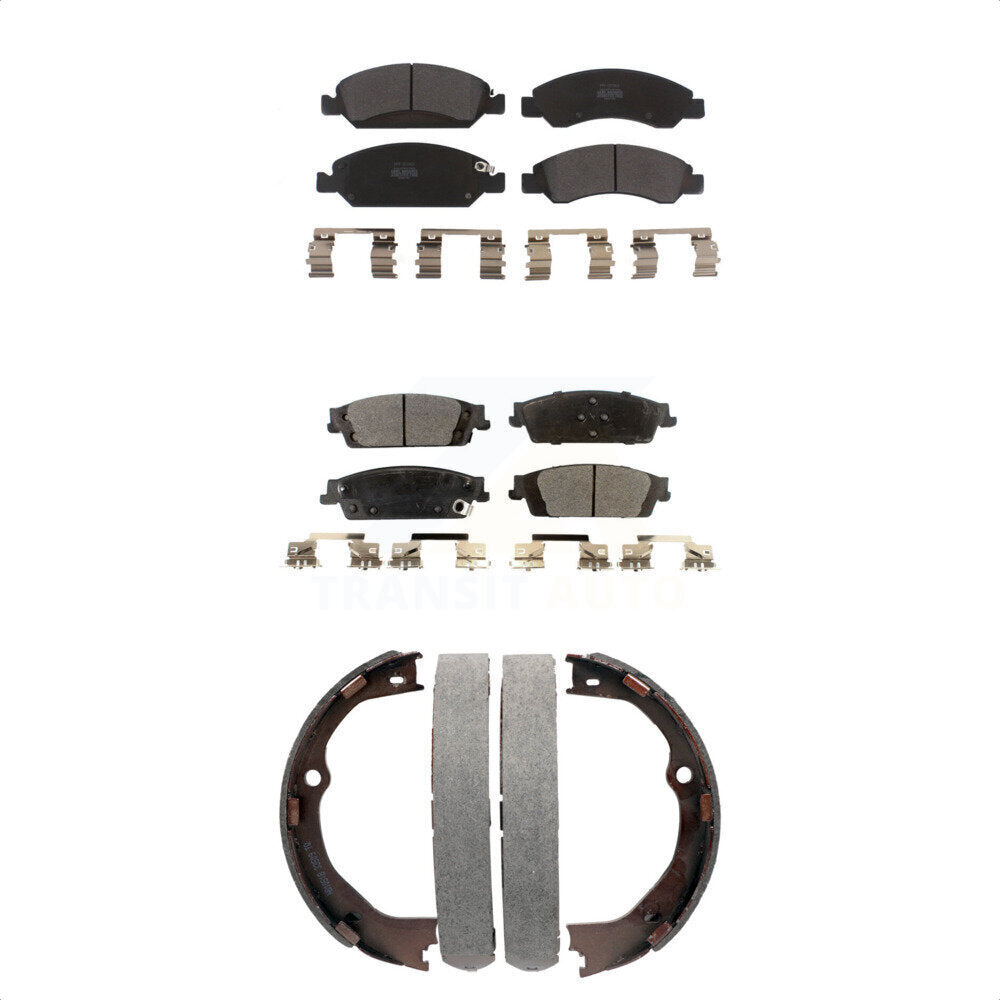 Semi-Metallic Brake Pads Parking Shoe Front Rear Kit For GMC Chevrolet Sierra LD