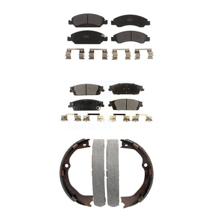 Semi-Metallic Brake Pads Parking Shoe Front Rear Kit For GMC Chevrolet Sierra LD