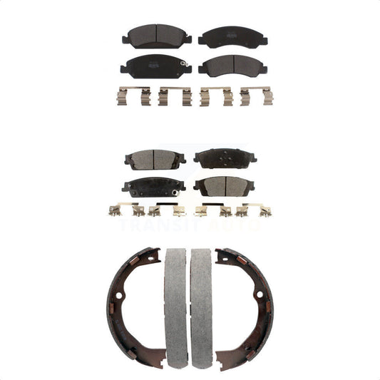 Semi-Metallic Brake Pads Parking Shoe Front Rear Kit For GMC Chevrolet Sierra LD