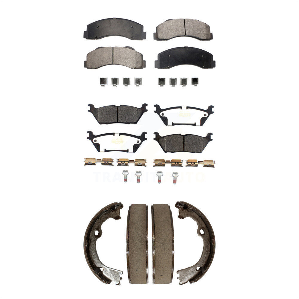 Semi-Metallic Brake Pads And Parking Shoes Front Rear Kit For Ford F-150