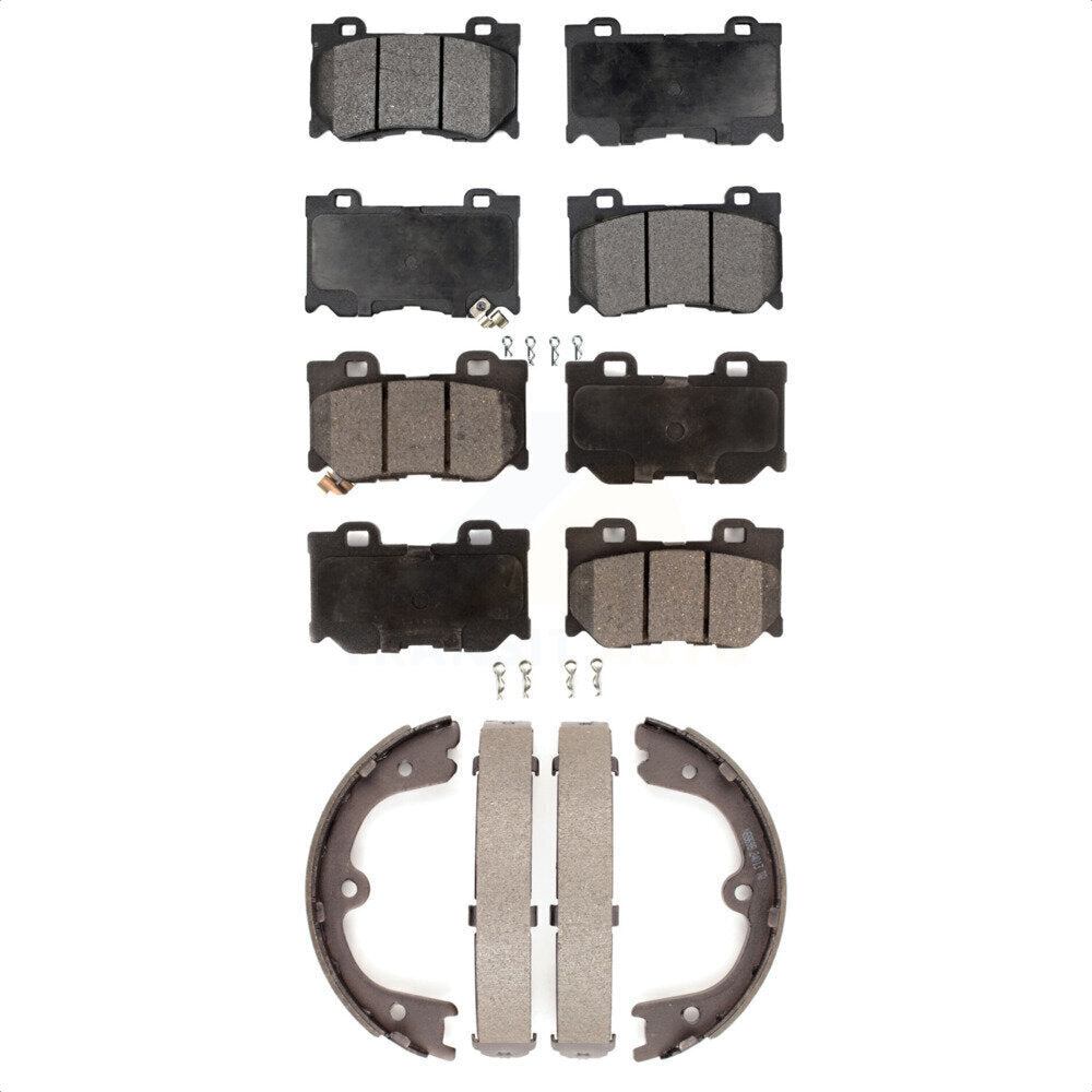 Semi-Metallic Brake Pads Parking Shoe Front Rear Kit For 2009-2013 INFINITI FX50