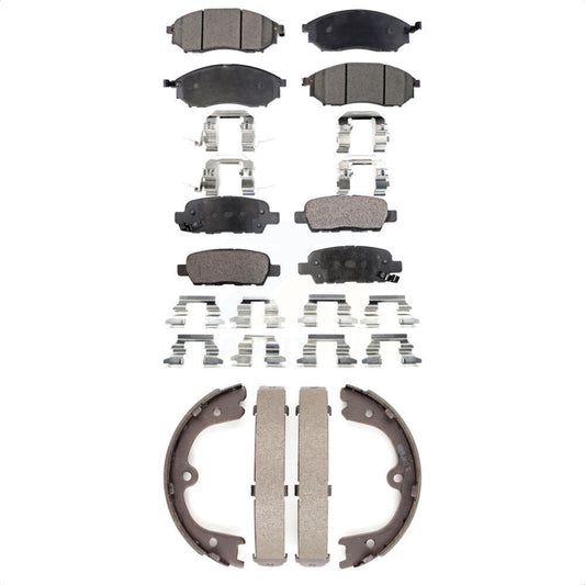 Semi-Metallic Brake Pads Parking Shoes Front Rear Kit For Nissan Murano INFINITI