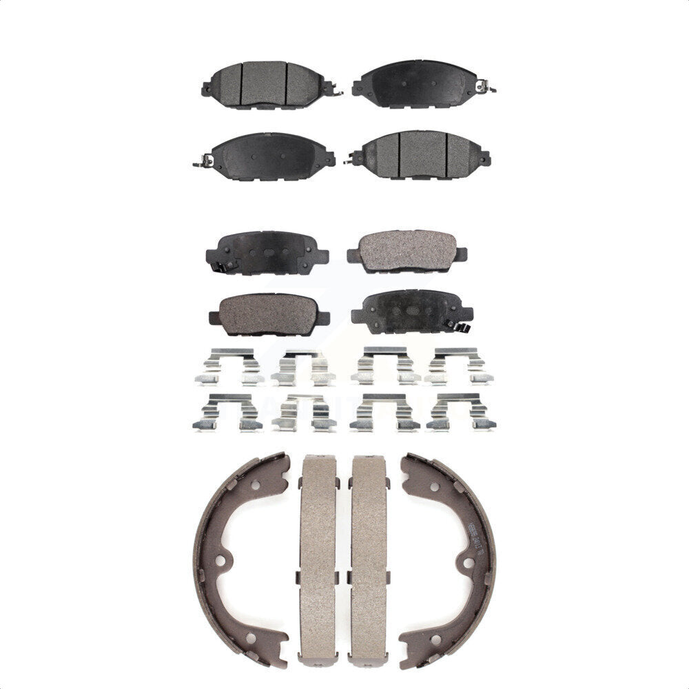 Semi-Metallic Brake Pads Parking Shoes Front Rear Kit For Nissan Pathfinder QX60