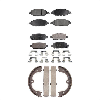 Semi-Metallic Brake Pads Parking Shoes Front Rear Kit For Nissan Pathfinder QX60