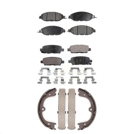 Semi-Metallic Brake Pads Parking Shoes Front Rear Kit For Nissan Pathfinder QX60