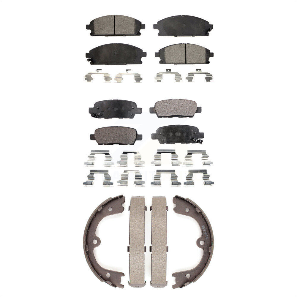 Semi-Metallic Brake Pads Parking Shoes Front Rear Kit For 2006-2009 Nissan Quest