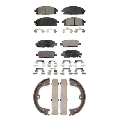 Semi-Metallic Brake Pads Parking Shoes Front Rear Kit For 2006-2009 Nissan Quest