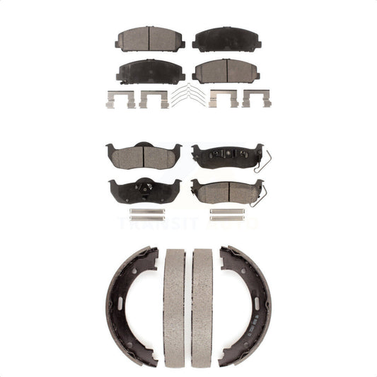 Semi-Metallic Brake Pads And Parking Shoe Front Rear Kit For Nissan TITAN Armada
