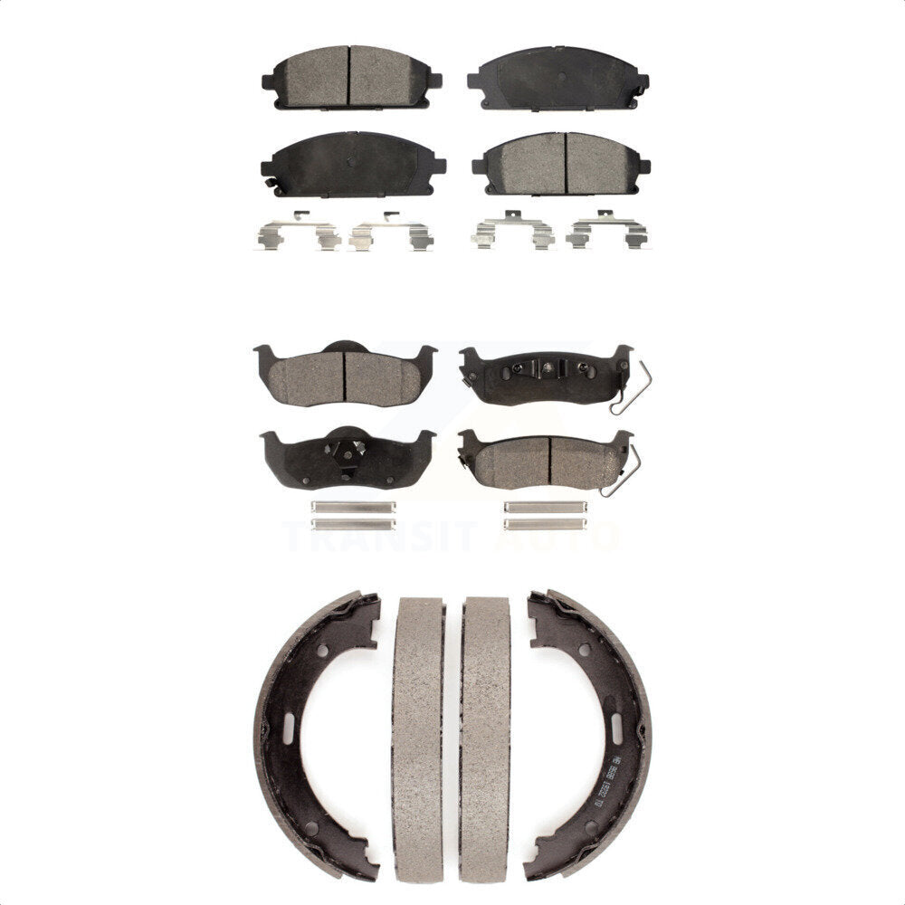 Semi-Metallic Brake Pads And Parking Shoes Front Rear Kit For Nissan Pathfinder
