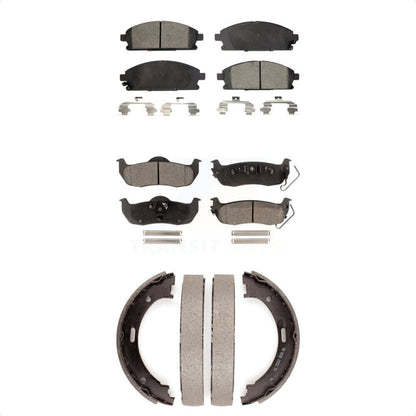 Semi-Metallic Brake Pads And Parking Shoes Front Rear Kit For Nissan Pathfinder