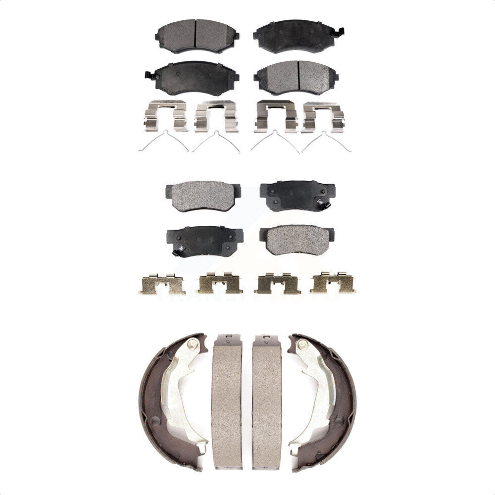 Semi-Metallic Brake Pads And Parking Shoes Front Rear Kit For Hyundai Sonata Kia