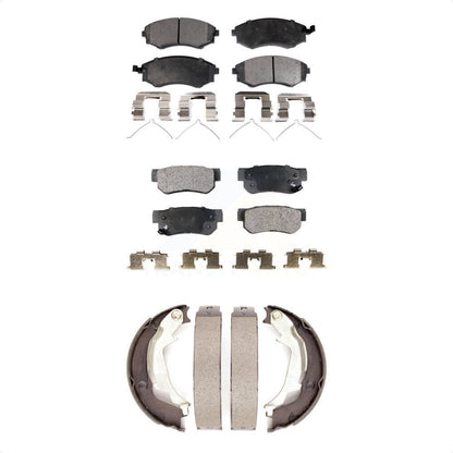 Semi-Metallic Brake Pads And Parking Shoes Front Rear Kit For Hyundai Sonata Kia