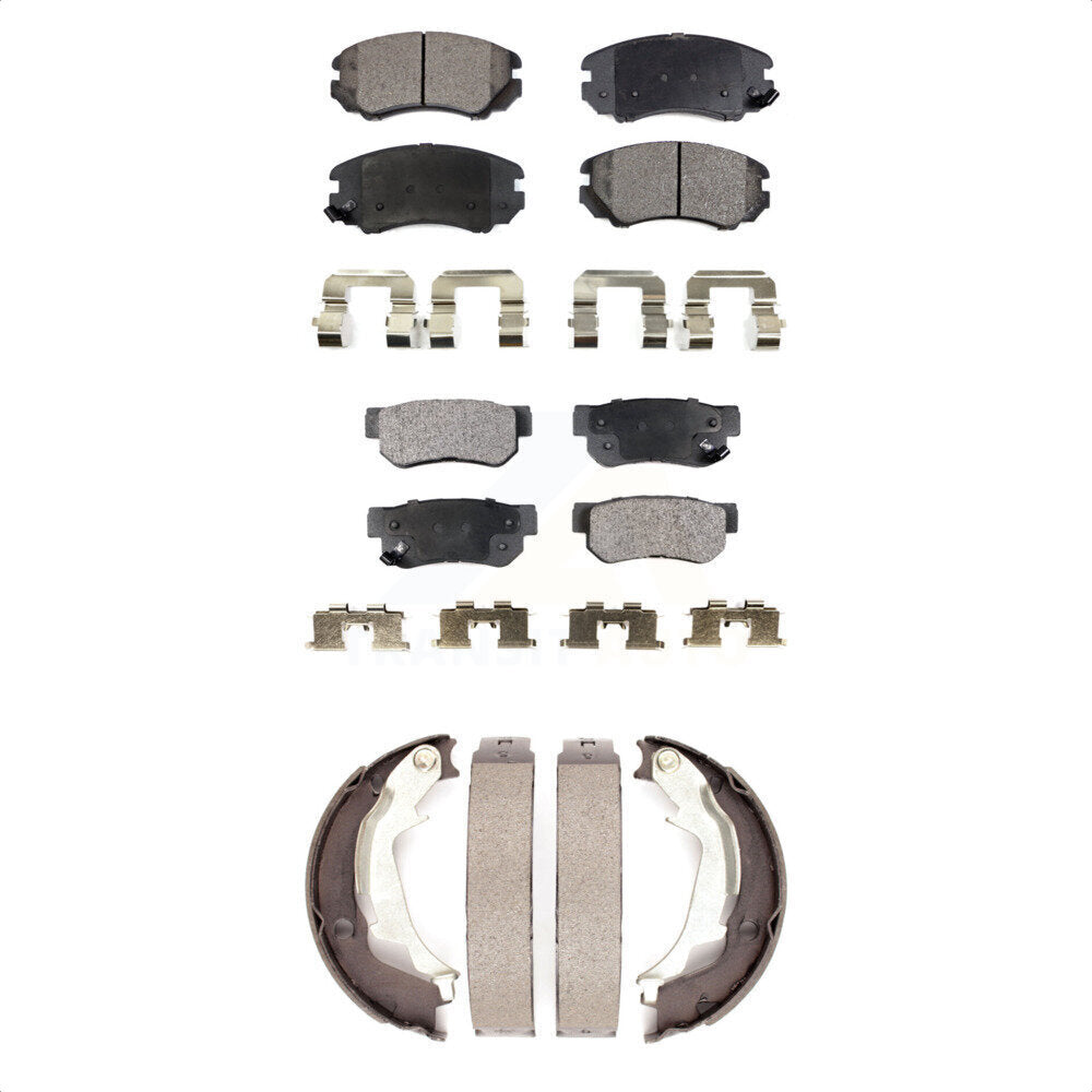 Semi-Metallic Brake Pads And Parking Shoes Front Rear Kit For Hyundai Sonata Kia