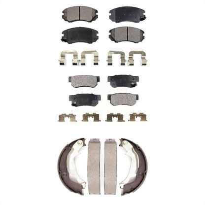 Semi-Metallic Brake Pads And Parking Shoes Front Rear Kit For Hyundai Sonata Kia