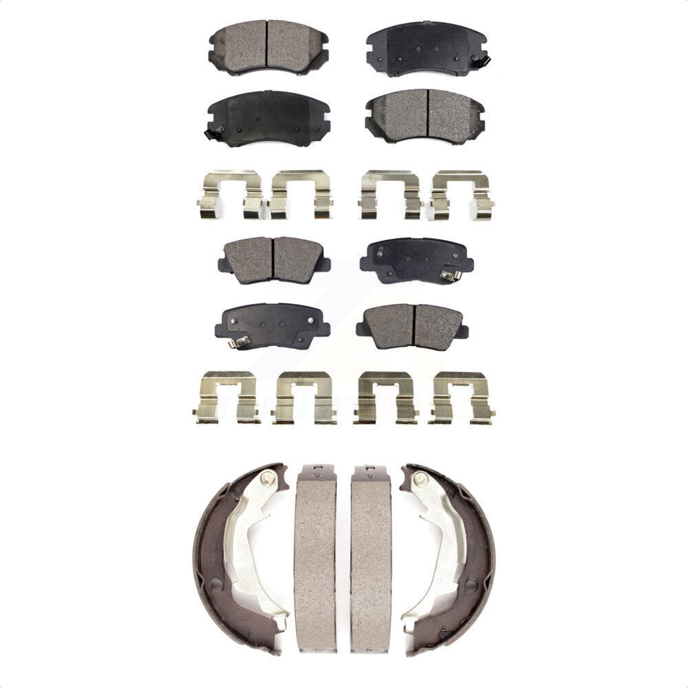 Semi-Metallic Brake Pads And Parking Shoes Front Rear Kit For 2010-2013 Kia Soul